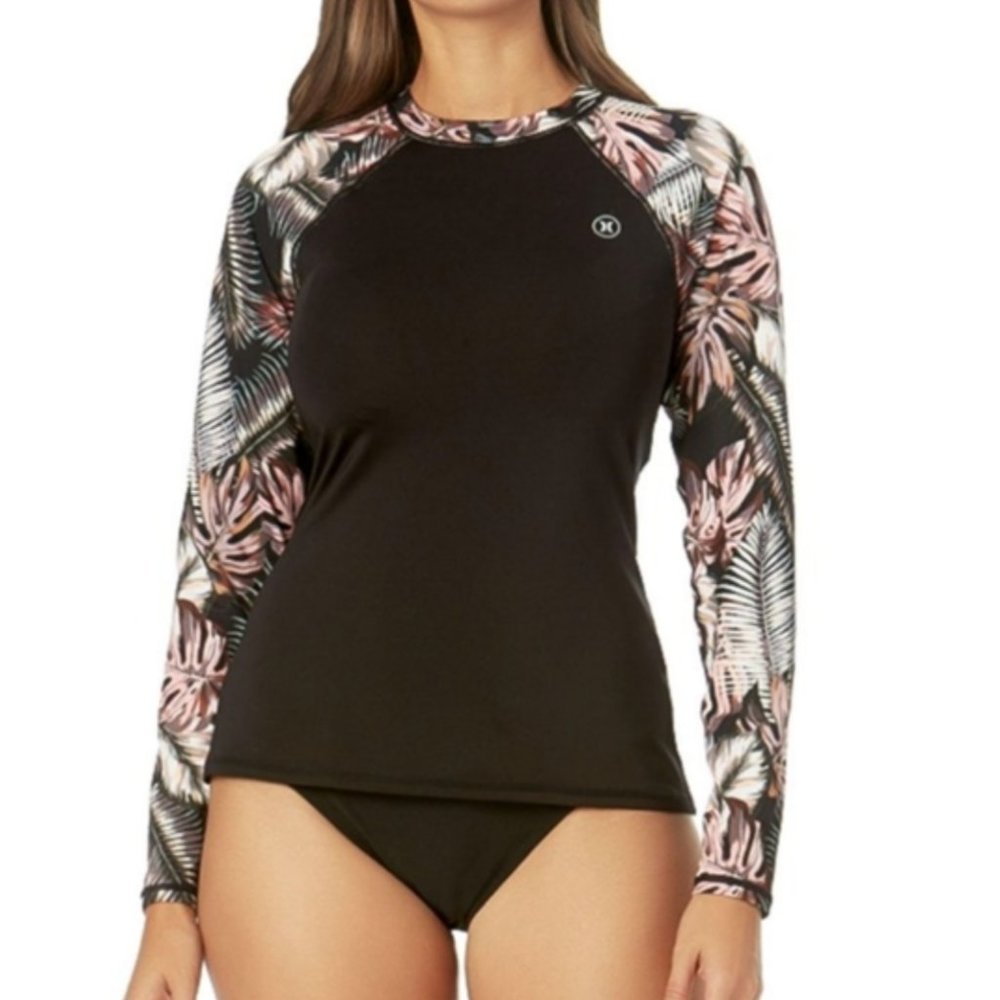Hurley Scattered Palm Rashguard Rash Guard long sleeve size Medium